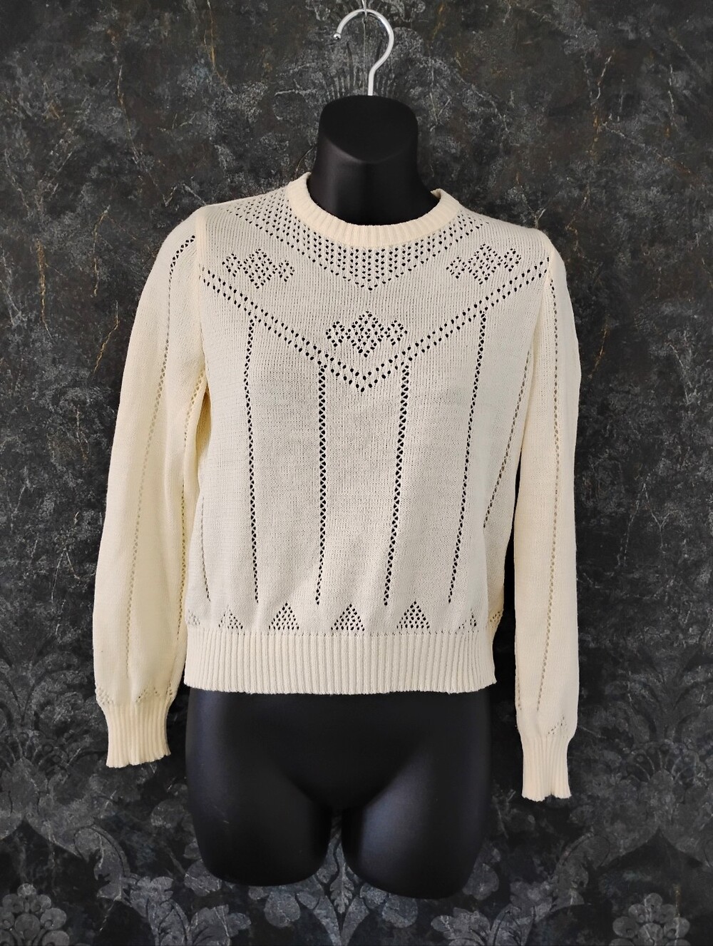 Vintage - Ducharme Cream Crochet Eyelet Lace Sweater Made in Canada